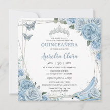 Quinceañera Ainderella Princess Baby Blue Floral