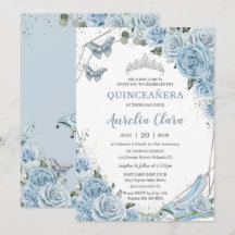 Quinceañera Ainderella Princess Baby Blue Floral