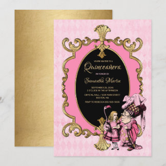 Quinceanera Alice im Wunderland Rosa Party Einladung