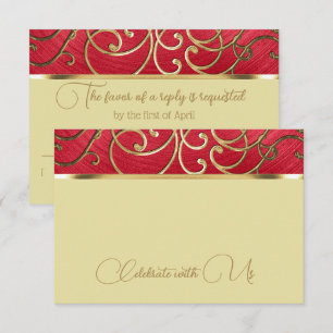 Quinceañera Alle Farbe Gold Filigree wirbeln Grenz RSVP Karte