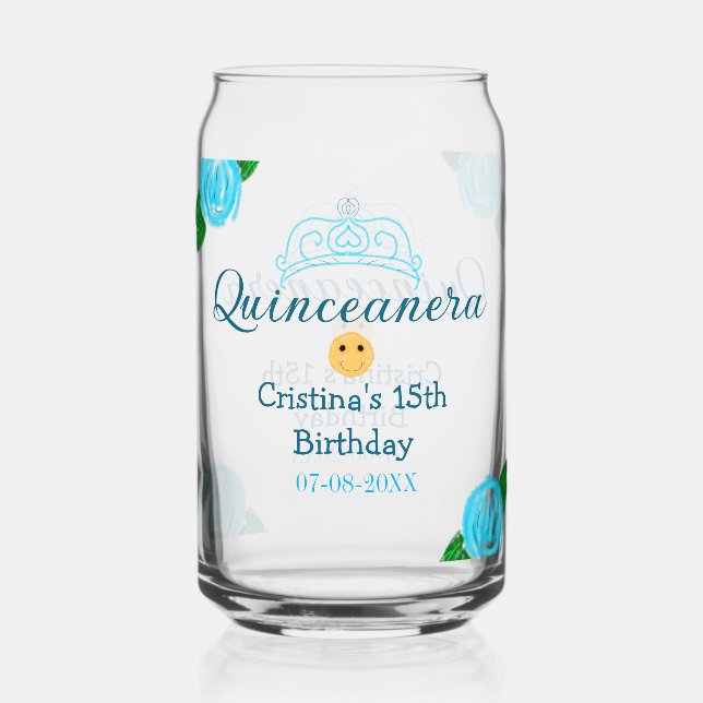 Quinceanera anos 15e anniversaire bleu rose couron (Verso)