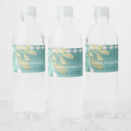 Quinceanera Aquamarin Gold Glitzer Wasserflasche