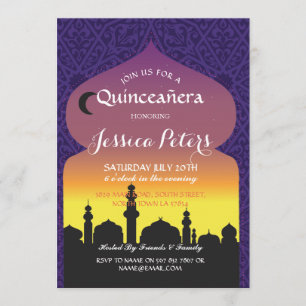 Quinceañera Arabian Nights Geburtstag Lila einlade Einladung