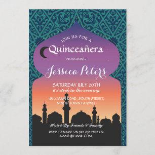 Quinceanera Arabian Nights Geburtstagsparty Einlad Einladung