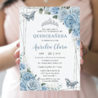 Quinceañera Baby Blue Floral Butterflies 16.