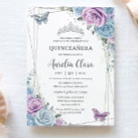 Quinceanera Baby Blue Lila Lilac Floral Silver Einladung<br><div class="desc">Personalisieren Sie diese schöne quinceañera-Einladung mit eigener Formulierung einfach und schnell,  einfach die Taste anpassen,  um den Stil und die Platzierung des Textes weiter zu ordnen und zu formatieren. Passende Artikel im Shop erhältlich! c) Das glückliche Cat Studio</div>