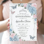 Quinceañera Baby Blue Pale Pink Floral Butterflieg Einladung<br><div class="desc">Personalisieren Sie diese schöne quinceañera / süße 16 Einladung mit eigener Formulierung einfach und schnell,  einfach drücken Sie den Knopf Anpassen,  um den Stil und die Platzierung des Textes weiter zu ordnen und zu formatieren. Passende Artikel im Shop erhältlich! c) Das glückliche Cat Studio</div>