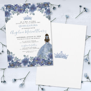 Quinceanera Babyblaues Kleid Floral Einladung