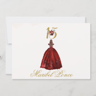 Quinceañera beige Bourgogne invitation en espagnol