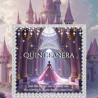 Quinceanera Birthday Burg Pink Lila Diamond Einladung
