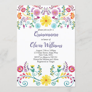 Quinceanera Birthday Fiesta Floral mexikanisch Einladung