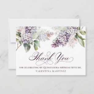 Quinceanera Birthday Lila Lilac Spring Blume Dankeskarte