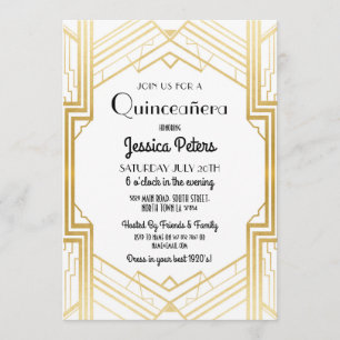 Quinceanera Birthday Party Gatsby Art Deco Einladu Einladung