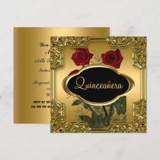 Quinceanera Birthday Party Gold Einladung