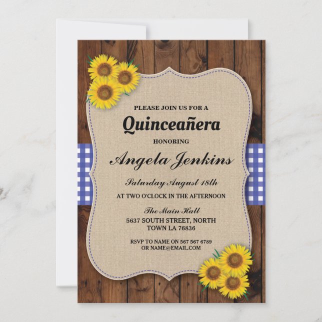 Quinceanera Birthday Party Sonnenblumen GRILLEN Ei Einladung (Vorderseite)
