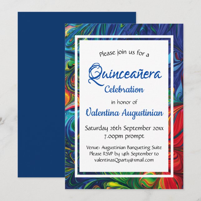 Quinceañera Birthday Retro Personalisiert Einladung (Vorne/Hinten)