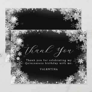 Quinceanera Birthday Winter Wonderland Schneeflock Dankeskarte