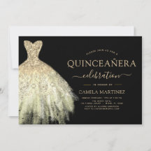 Quinceanera Black and Gold Glitzer Sparkone