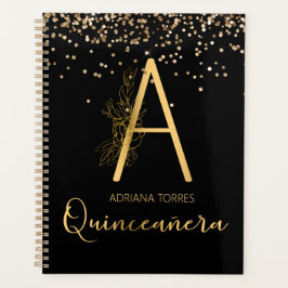 Quinceanera Black Gold A Monogram Notebook-Planer Planer