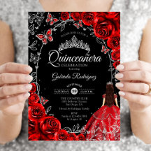 Quinceanera Black Red Silver