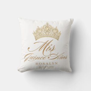 Quinceanera Blanc Or Tiara Quinceanera Coussin