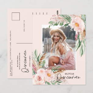 Quinceañera blassrosa mädchenhaftes Foto Geburtsta Postkarte