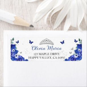 Quinceañera Blaue Blumen Silberne Schmetterlinge A