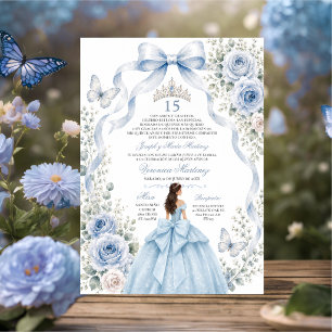 Quinceañera Blaue Prinzessinnen Tiara 15 Jahre Einladung