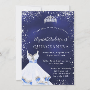 Quinceanera blauen Glitzer Kleid tiara Einladung