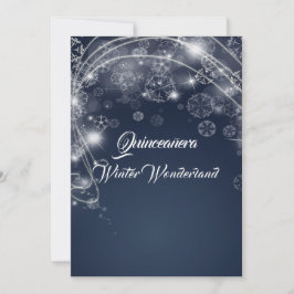 Quinceanera Blauer Winter Wunderland Schneeflocken Einladung