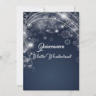Quinceanera Blauer Winter Wunderland Schneeflocken Einladung