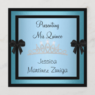 Quinceanera Blue Black Jewel Tiara Formal 1 Einladung