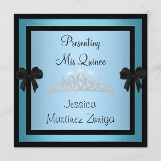 Quinceanera Blue Black Jewel Tiara Formal 1 Einladung