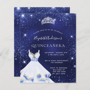Quinceanera Blue Glitzer Einladung