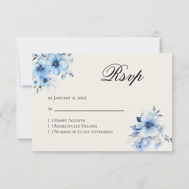Quinceanera blue Reply RSVP Card Karte (Vorderseite)