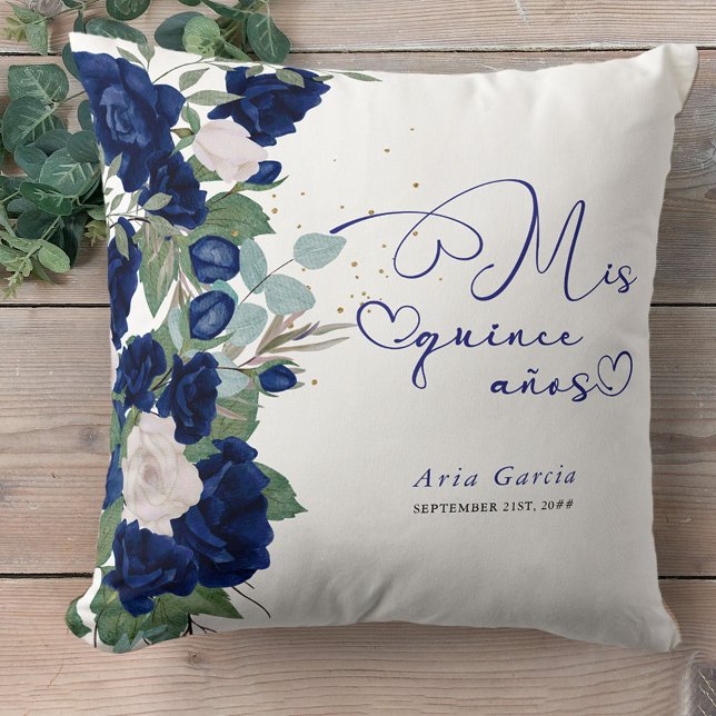 Quinceanera Blue Rose Personalisiert Mis Quince An Kissen (Von Creator hochgeladen)