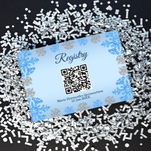 Quinceañera Blue Silver Winter Snowflake Registry Begleitkarte
