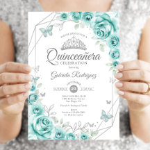 Quinceanera Blumen Türkis Silber