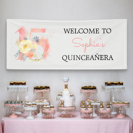 Quinceanera Blumennummer 15 Personalisierter Gebur Banner