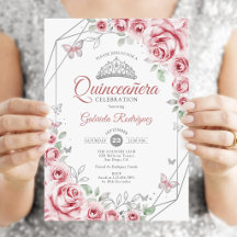 Quinceanera Blumenrosa Silber