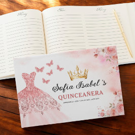 Quinceañera Blush Bloral Prinzessin Butterfells Go Gästebuch