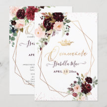 Quinceanera Blush Burgund Wasserfarben Blume