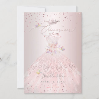Quinceanera Blush Glitzer Gown Platterbsen Einladung