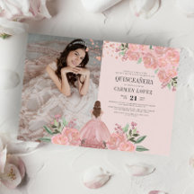 Quinceañera Blush Ping Gold Floral Princess Foto