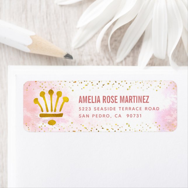 Quinceañera Blush Pink Aquarell Gold Adresse (Insitu)