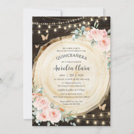 Quinceañera Blush Pink Floral verzauberter Wald Einladung