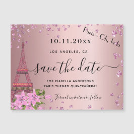 Quinceanera Blush Pink Paris speichern Datums-Magn Magnetkarte