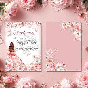 Quinceañera Blush Pink Rose Floral Vielen Dank Dankeskarte
