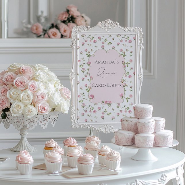 Quinceanera Blush Pink Rose Geburtstag Fotoplatte (Von Creator hochgeladen)