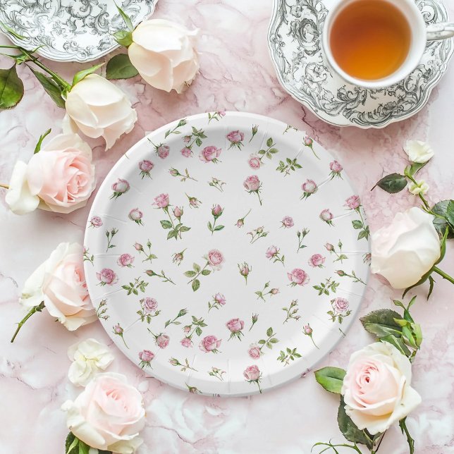 Quinceanera Blush Pink Rose Geburtstag Pappteller (Von Creator hochgeladen)